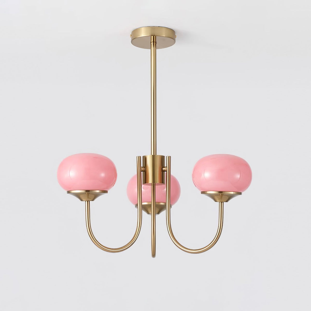 Colored Glass Globe Chandelier in Copper or Chrome — view 38
