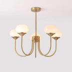 Colored Glass Globe Chandelier in Copper or Chrome — view 39