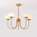 Colored Glass Globe Chandelier in Copper or Chrome — view 40