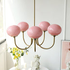 Colored Glass Globe Chandelier in Copper or Chrome — view 41