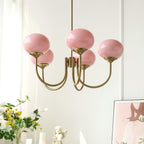 Colored Glass Globe Chandelier in Copper or Chrome — view 42