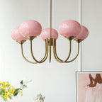 Colored Glass Globe Chandelier in Copper or Chrome — view 45