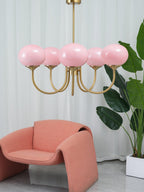 Colored Glass Globe Chandelier in Copper or Chrome — view 46