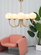 Colored Glass Globe Chandelier in Copper or Chrome — view 47
