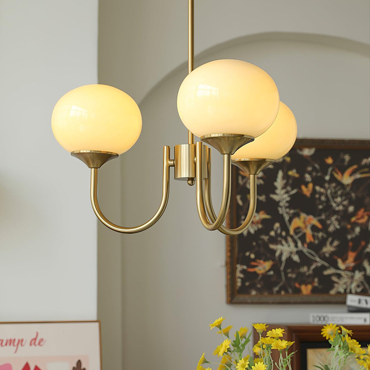 Colored Glass Globe Chandelier in Copper or Chrome — view 50