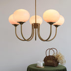 Colored Glass Globe Chandelier in Copper or Chrome — view 51