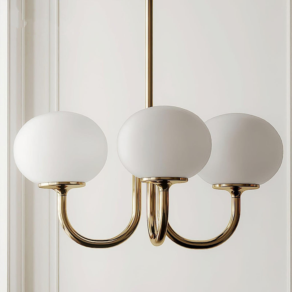 Colored Glass Globe Chandelier in Copper or Chrome — view 52