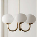 Colored Glass Globe Chandelier in Copper or Chrome — view 52