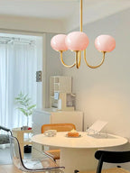 Colored Glass Globe Chandelier in Copper or Chrome — view 55