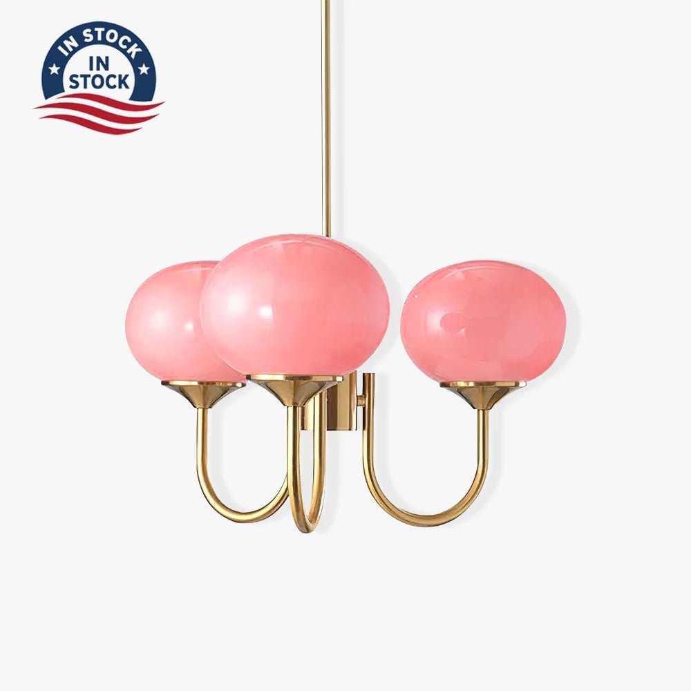 Colored Glass Globe Chandelier in Copper or Chrome — view 60