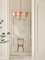 Colored Glass Globe Chandelier in Copper or Chrome — view 61