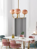 Colored Glass Globe Chandelier in Copper or Chrome — view 64