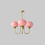 Colored Glass Globe Chandelier in Copper or Chrome — view 66