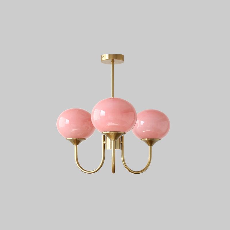 Colored Glass Globe Chandelier in Copper or Chrome — view 66