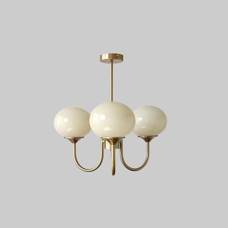 Colored Glass Globe Chandelier in Copper or Chrome — view 67
