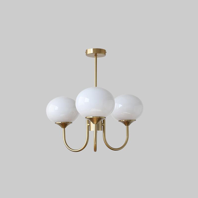 Colored Glass Globe Chandelier in Copper or Chrome — view 68