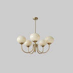 Colored Glass Globe Chandelier in Copper or Chrome — view 70