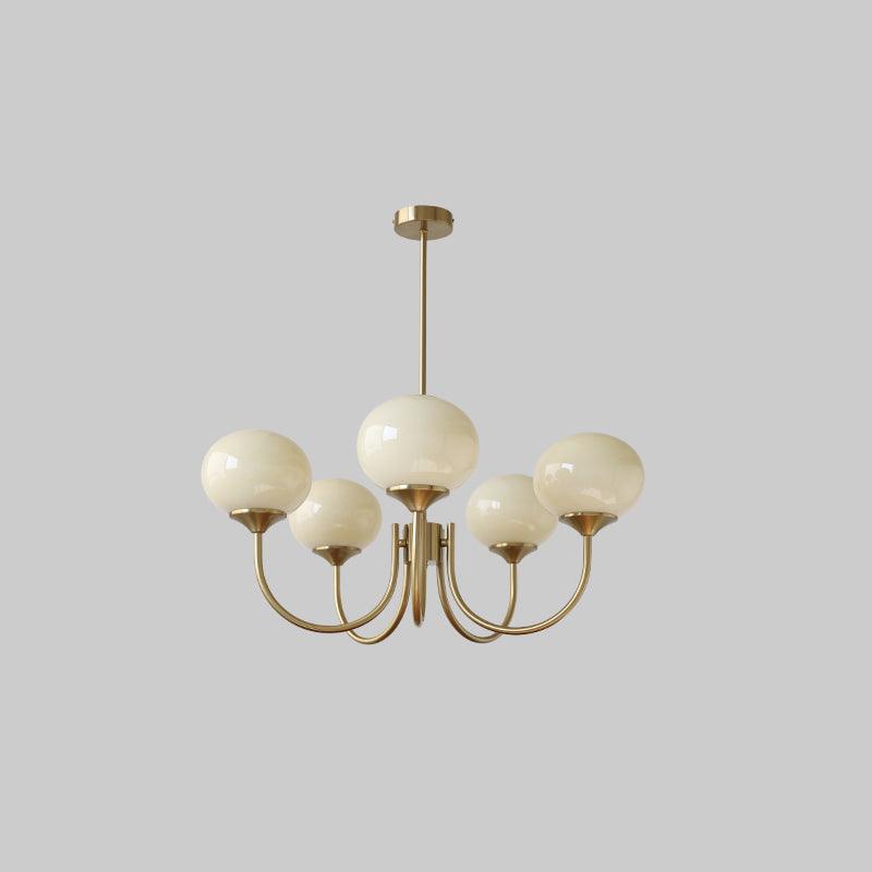 Colored Glass Globe Chandelier in Copper or Chrome — view 70