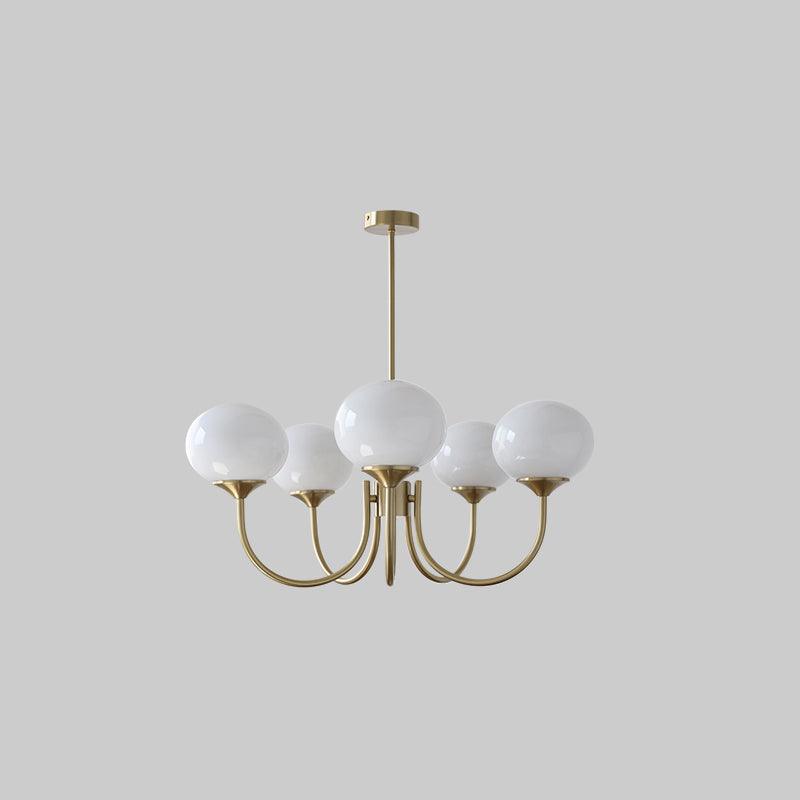 Colored Glass Globe Chandelier in Copper or Chrome — view 71