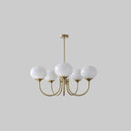 Colored Glass Globe Chandelier in Copper or Chrome — view 71