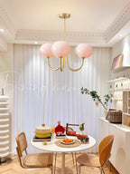 Colored Glass Globe Chandelier in Copper or Chrome — view 73