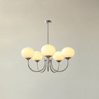 Colored Glass Globe Chandelier in Copper or Chrome — view 75