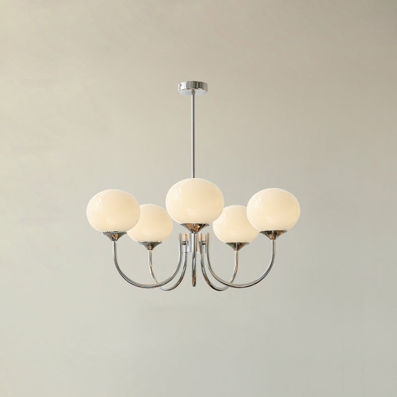 Colored Glass Globe Chandelier in Copper or Chrome — view 76