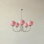 Colored Glass Globe Chandelier in Copper or Chrome — view 77