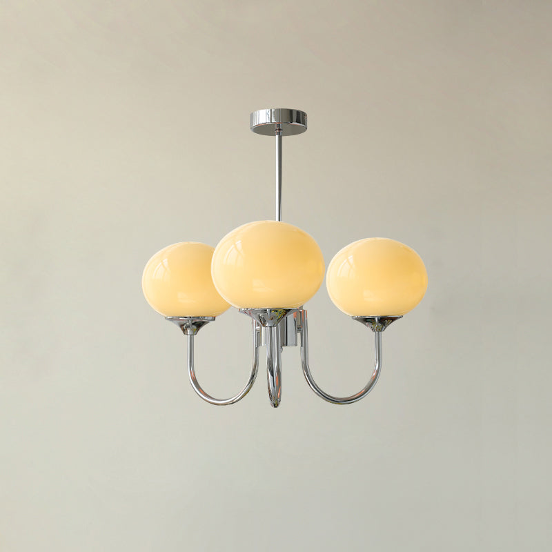 Colored Glass Globe Chandelier in Copper or Chrome — view 78