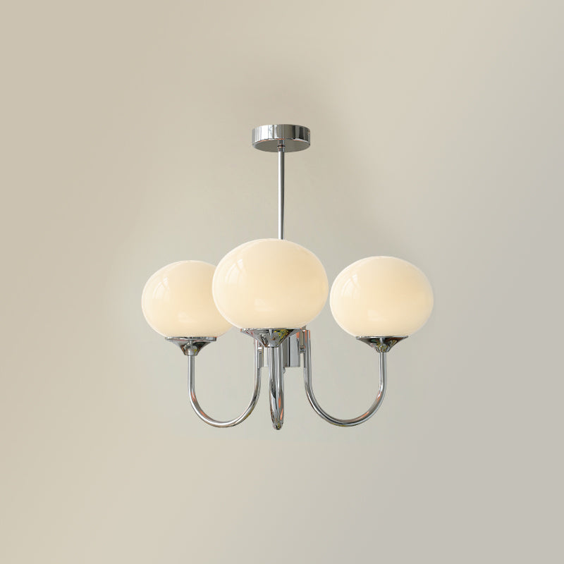 Colored Glass Globe Chandelier in Copper or Chrome — view 79
