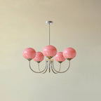 Colored Glass Globe Chandelier in Copper or Chrome — view 81
