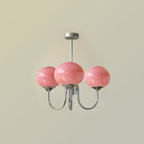 Colored Glass Globe Chandelier in Copper or Chrome — view 83