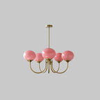 Colored Glass Globe Chandelier in Copper or Chrome — view 85