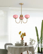 Colored Glass Globe Chandelier in Copper or Chrome — view 88