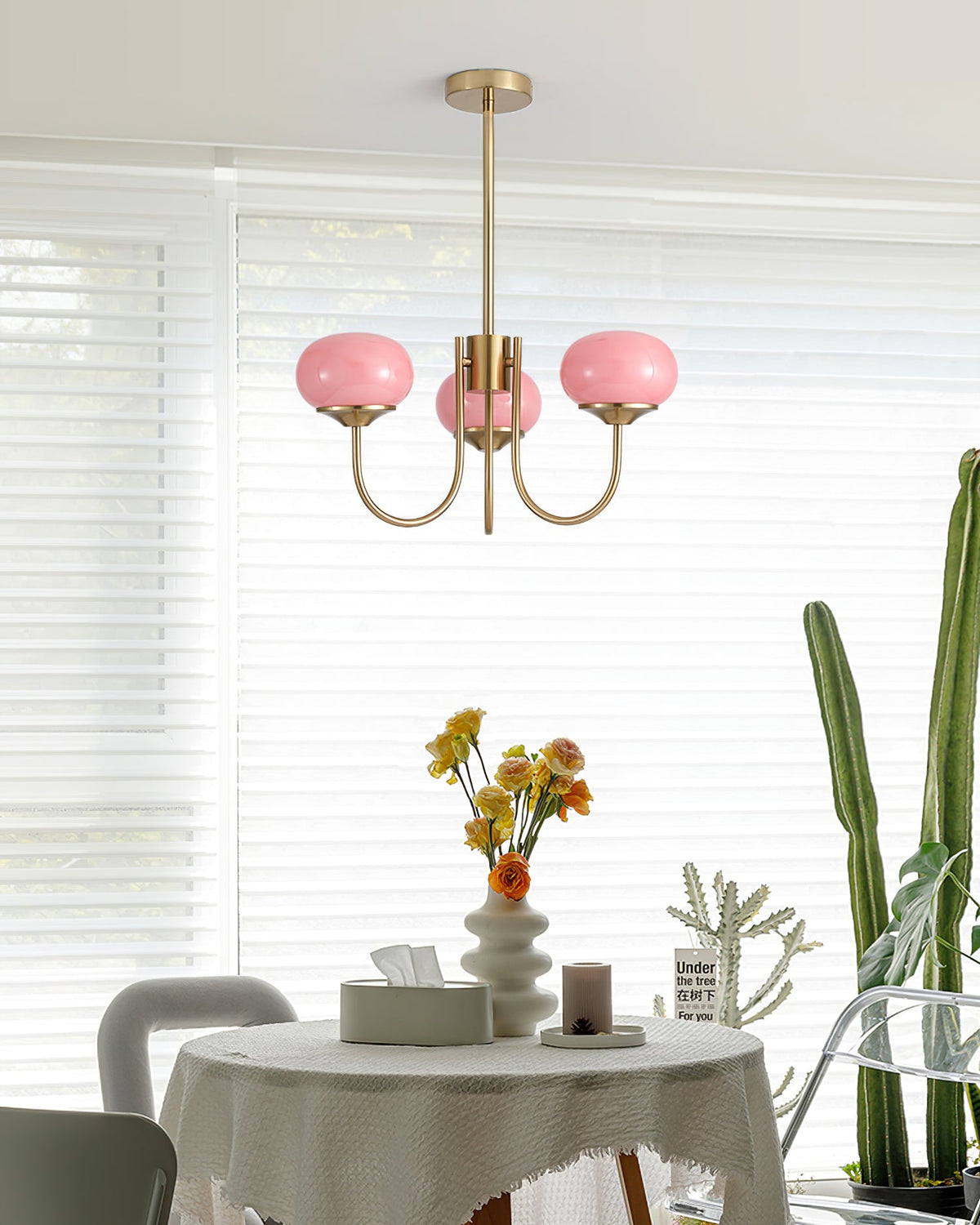 Colored Glass Globe Chandelier in Copper or Chrome — view 88