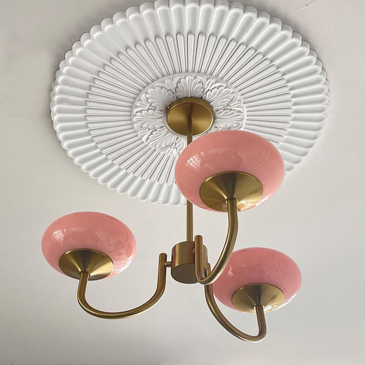 Colored Glass Globe Chandelier in Copper or Chrome — view 89