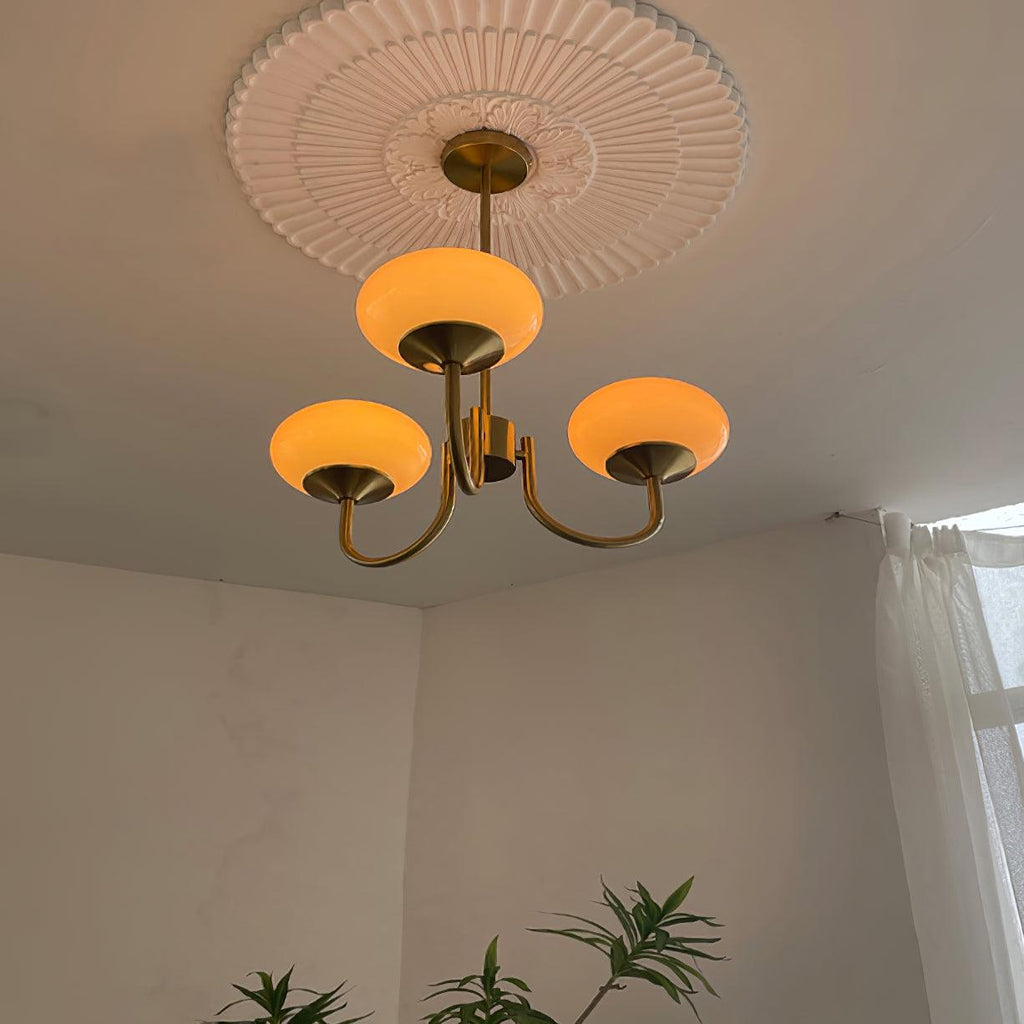 Colored Glass Globe Chandelier in Copper or Chrome — view 90