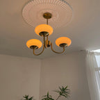 Colored Glass Globe Chandelier in Copper or Chrome — view 90