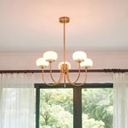 Colored Glass Globe Chandelier in Copper or Chrome — view 91