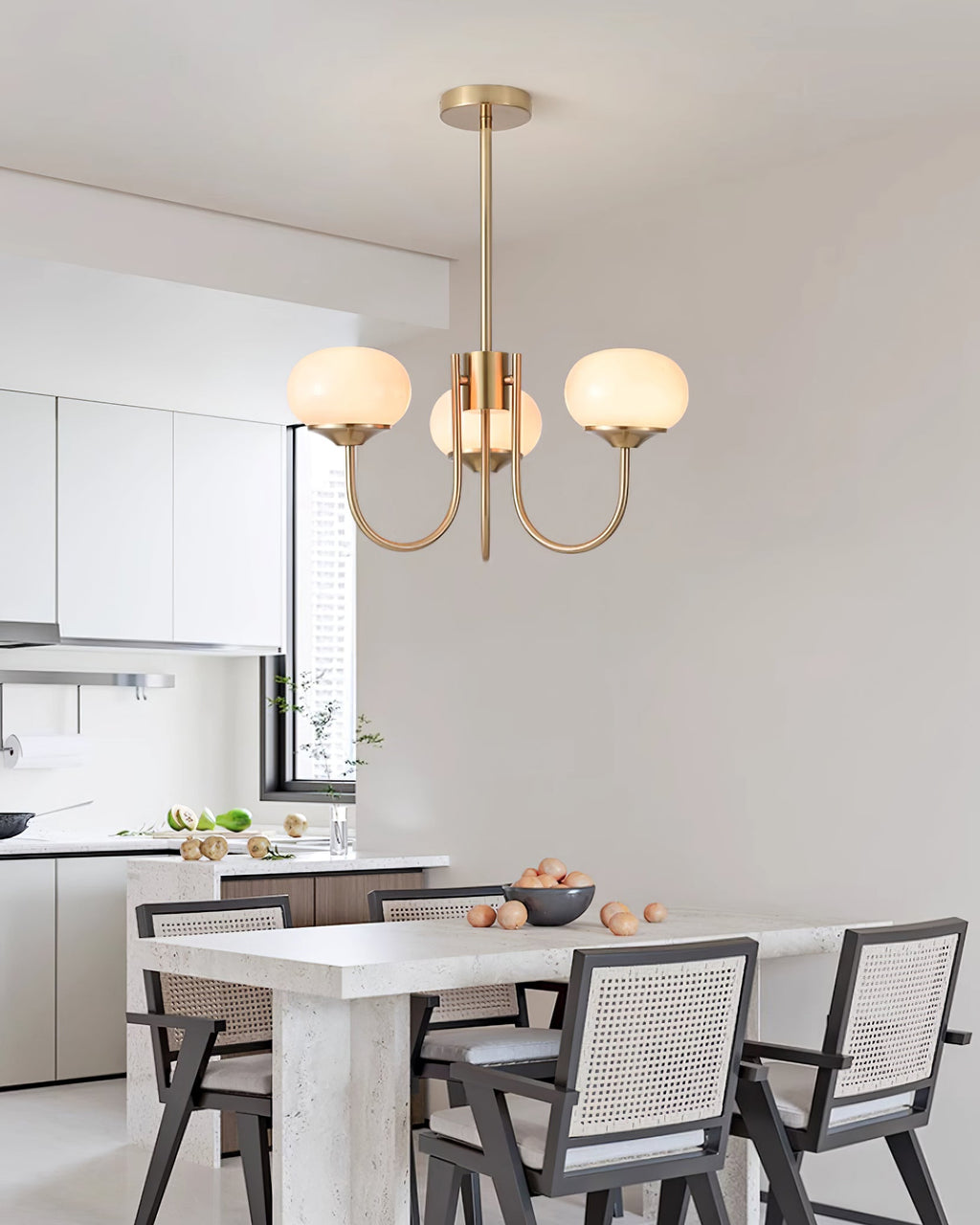 Colored Glass Globe Chandelier in Copper or Chrome — view 92