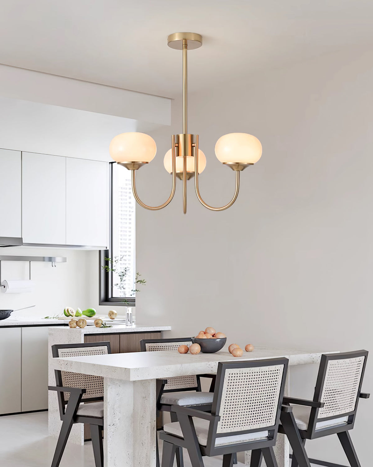 Colored Glass Globe Chandelier in Copper or Chrome — view 92