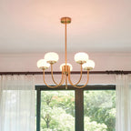Colored Glass Globe Chandelier in Copper or Chrome — view 97