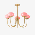 Colored Glass Globe Chandelier in Copper or Chrome — view 98
