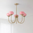 Colored Glass Globe Chandelier in Copper or Chrome — view 100