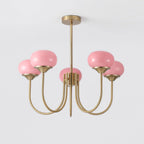 Colored Glass Globe Chandelier in Copper or Chrome — view 102