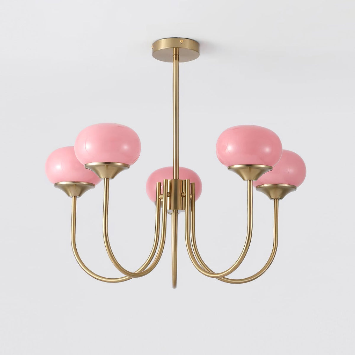 Colored Glass Globe Chandelier in Copper or Chrome — view 102