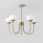 Colored Glass Globe Chandelier in Copper or Chrome — view 103