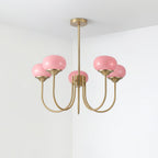 Colored Glass Globe Chandelier in Copper or Chrome — view 104