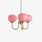 Colored Glass Globe Chandelier in Copper or Chrome — view 105