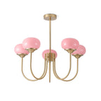 Colored Glass Globe Chandelier in Copper or Chrome — view 106